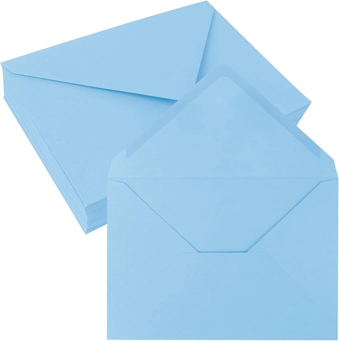 50 Pack 5x7 Envelopes Letter Size, Blue A7 Envelopes Self Seal for Wedding Invitation, Envelope 5.4x7.6 for Greeting Cards, Photos, Baby Shower, Graduation, Thank You Cards, Announcements