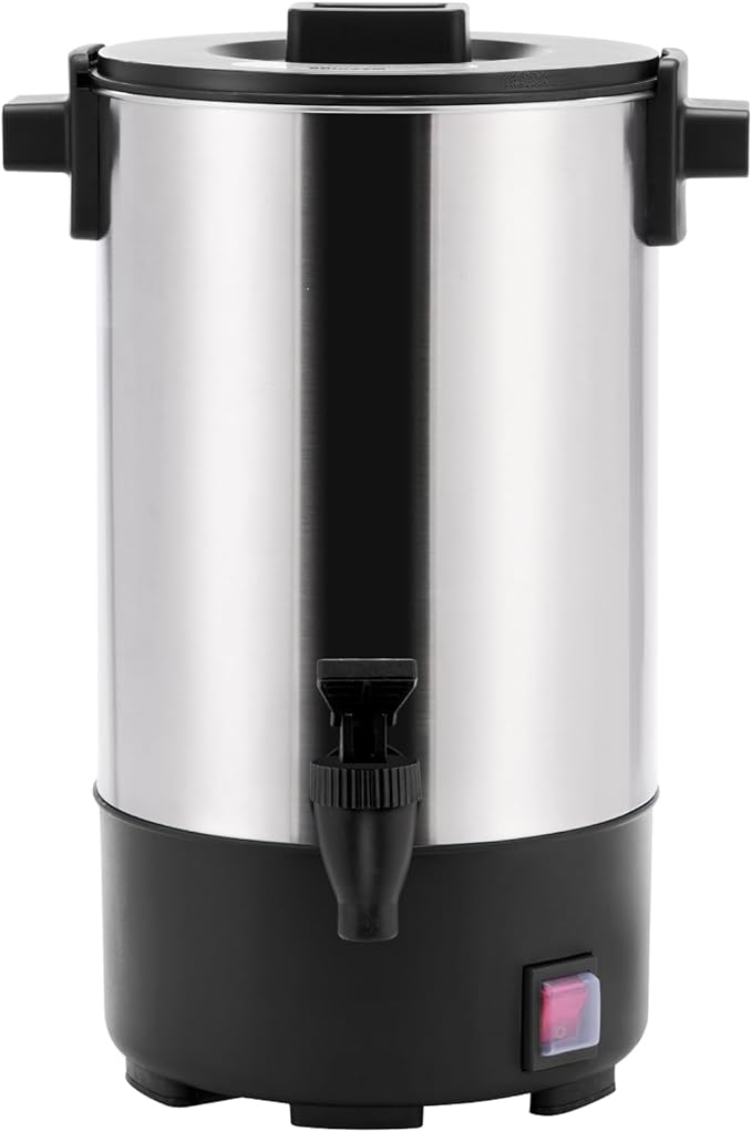 SYBO SR-CP35C Commercial Grade Stainless Steel Percolate Coffee Maker Hot Water Urn for Catering, 30-Cup, 3.5L, Metallic