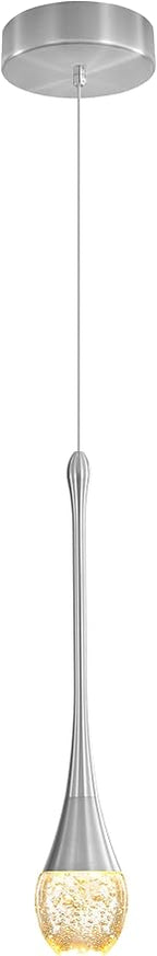 Single Head Silver Bubble Crystal Chandelier Beside Pendant Light Kitchen Island Dining Foyer Entrance Chandeliers Modern LED Dimmable 3000-6000k…