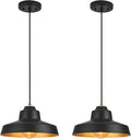 12 Inch Black Pendant Light Fixture,Farmhouse Hanging Lamp Adjustable Height Dome Pendant Lights for Kitchen Island Dining Room,2 Pack