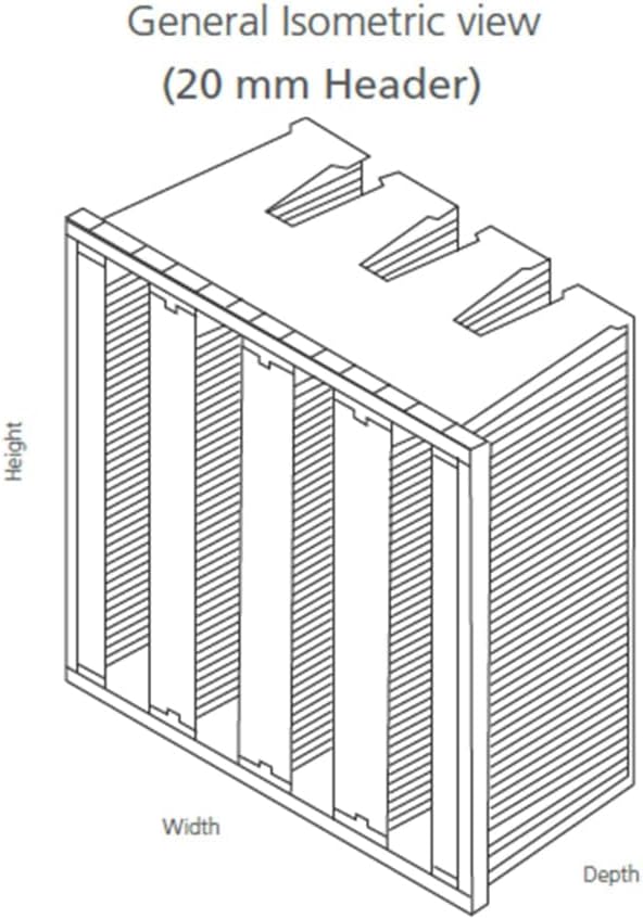 Mini Pleat Rigid Microglass V-Bank Air Filter 24x24x12 (4V) – MERV 15 ASHRAE 52.2 High-Efficiency HVAC Filter for Commercial, Industrial, Hopsitals & Cleanroom Use