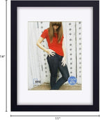RPJC 11 x 14 Picture Frames Made of Solid Wood and High Definition Glass Display Pictures 8x10 with Mat or 11x14 Without Mat for Wall Mounting Photo Frame Black
