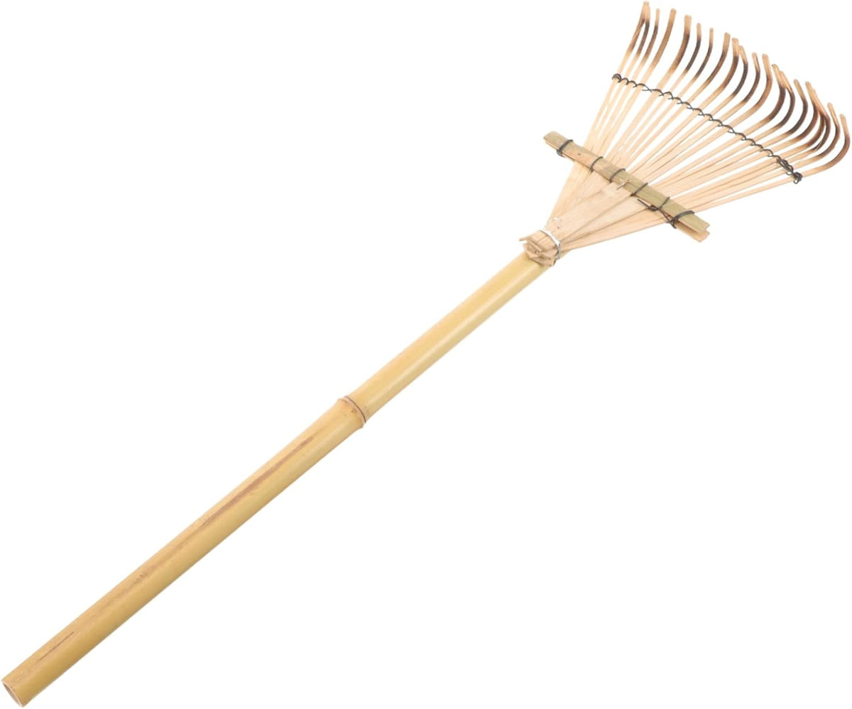 Milisten Gardening Tool Bamboo Rake Wood Handle Small Garden Rake for Loosening Weeding Gardening Tasks