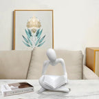 Thinker Statue Reading Women Figurine Abstract Art Sculpture Home Decor Modern White Decor Accents White Thinker Figurines for Living Room Shelves Bookshelf Office Shelf Desktop Decor