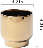 LB Gold Ceramic Planters for Indoor Plants, Succulent Plant Pots Ceramic Flower Pots, Modern Plant Pot for Living Room Office Home Decor, Round Flower Pot of 4.3 Inch(Plant Not Included)