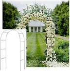 Adorox Metal Garden Arch Trellis for Climbing Plants 7.8ft Outdoor Arch Wedding Halloween Christmas Vine Trellis Pumpkin Archway Assemble Freely 2 Sizes White
