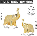 A Pair Elephant Statue Home Decor,Modern Style Figurines,Sculpture for Office Desktop Bookshelf Living Room (Ceramics Gold)