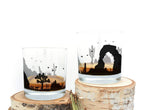Desert Landscape Whiskey Glasses - Hand-Printed Rock Glass Set - Dishwasher Safe Tumbler Glass Set by Black Lantern - Set of 2 11oz. Glasses