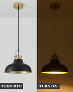 Black and Gold Pendant Light, 11.41 Inch Industrial Pendant Light Kitchen Island, Farmhouse Pendant Lights 2 Packs, Island Pendant Lights for Kitchen, Dining Room, Living Room