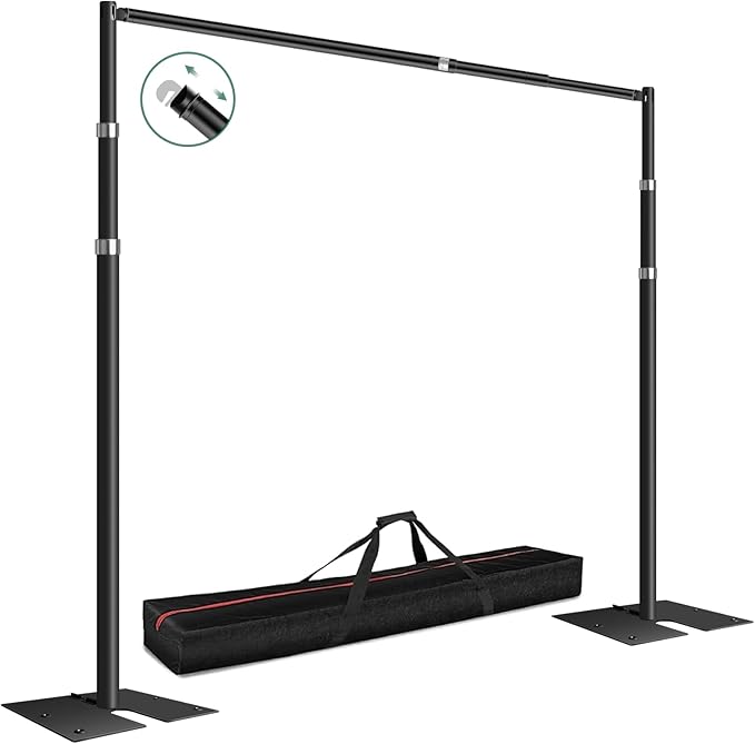 FUDESY Pipe and Drape Backdrop Stand Kit, 10x10ft Heavy Duty Backdrop Stand Adjustable Background Frame with Metal Base for Photography Wedding Parties Events Decoration, Black