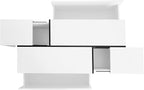 Modern High Gloss Coffee Table with Hidden Storage Space, 47.2-Inch Wooden Extending Top Center Table with Drawers for Living Room, White