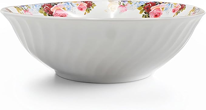 Lynns Paradise Philomena 9-Inch Big Bowl, Set of 3, Pink; Heavy Duty; Chip Resistant; Lead and Cadmium Free; Freezer to Oven Safe up to 500°F