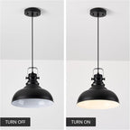 Industrial Pendant Light Fixture, Farmhouse Decor Adjustable Metal Hanging Lamp, Vintage Pendant Lighting for Kitchen Restaurant Dining Room Cafe, E26 Base Black (Black, 3 Pack)