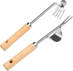 Hand Weeder Tool, Stainless Steel 2 Pcs Weeder Tool for Garden and Farm,Weeding Tool for Gardening,Garden Weeder, Weed Pulling Tool, Weed Puller Tool(Wooden Handle)…