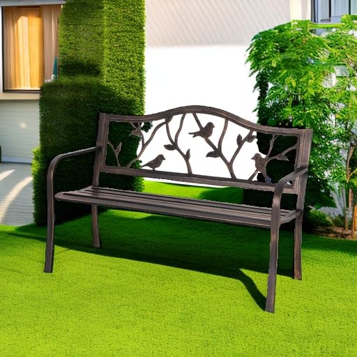 Sophia & William 50 Inches Outdoor Bench for Patio and Park, Bird Bronze
