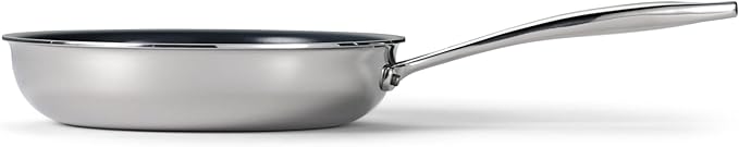 Tramontina Signature 8-Inch Tri-Ply Clad Stainless Steel Small Frying Pan with Ceramic Non Stick Interior, Induction-Ready Nonstick Skillet, Oven-Safe, Dishwasher-Safe