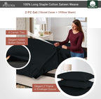 Pizuna Pure 100% Cotton Twin Duvet Cover Set, Luxurious 400 Thread Count Long Staple Cotton Sateen Weave with Button Closure (Combed Black Cotton Duvet Cover Twin)