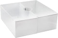 AuldHome Design Umbrella Planter for Patio Table (White Square), w/Umbrella Hole, Enamelware Rectangular Planter Pots