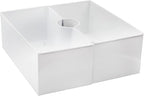 AuldHome Design Umbrella Planter for Patio Table (White Square), w/Umbrella Hole, Enamelware Rectangular Planter Pots
