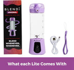 BLENDi Lite Portable Blender (17oz) – USB Rechargeable, Powerful 70W Motor for Smoothies, Protein Shakes & More – Compact, Travel-Friendly & BPA-Free (Purple)