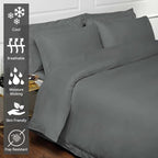 Pizuna Pure 100% Cotton King Duvet Cover Set, Luxurious 400 Thread Count Long Staple Cotton Sateen Weave with Button Closure (Combed Dark Grey Cotton Duvet Cover King)