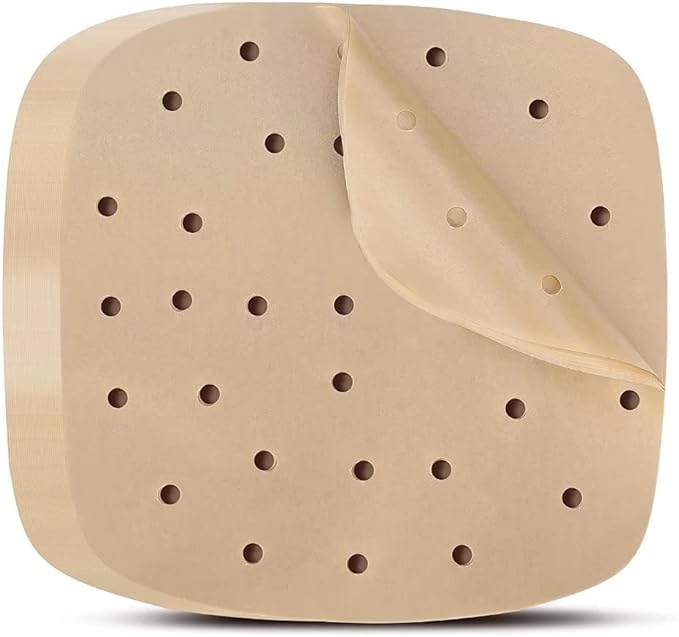Air Fryer Parchment Paper Liners: 200PCS 8.5 inch Square Perforated parchment paper for Air Fryer, Premium Bamboo Steamer Liner for Air Fryers Baking Cooking Oven