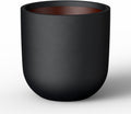 Kante 16.5" Round Concrete Planter, Large Cylinder Plant Pot with Curved Bottom and Drainage Hole, for Indoor and Outdoor Use – Garden or Patio, Black Finish with Warm Brown Interior