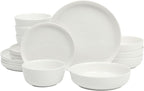 Gibson Home Oslo Porcelain Chip and Scratch Resistant Dinnerware Set, Service for 4 (16pcs), Plates and Bowls Dishes Sets, White
