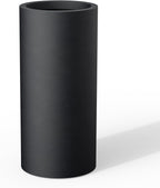 Kante 23.6 Inch Tall Cylindrical Planter, Large Round Plant Pots with Drainage Hole, Made with Concrete, Suitable for Indoor Outdoor Plants, Home Decor, Black