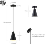 Dijiahua Black Pendant Lights 3 Pack for Kitchen Island,Small Modern Industrial Chandeliers with Cone Metal Shade,Mini Adjustable Cord Hanging Lighting Fixtures for Over Sink,Bar,Dining Room