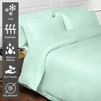 Pizuna Pure 100% Cotton Queen Duvet Cover Set, Luxurious 400 Thread Count Long Staple Cotton Sateen Weave with Button Closure (Combed Mint Green Cotton Duvet Cover Queen)
