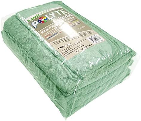 POLYTE Oversize, 60 x 30 in., Quick Dry Lint Free Microfiber Bath Towel Set, 6 Piece (Green)
