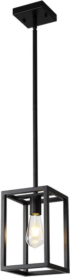 Kitchen Black Pendant Lighting Chandeliers for Dining Rooms, Mini Pendant Lights 1-Light Modern Hanging Light Fixture Matte Black Industrial for Kitchen Island