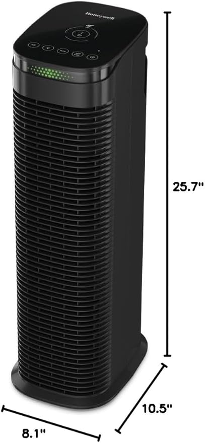 Honeywell HEPA Air Purifier for Home, 990 Ft² Rooms in 1 hour, Auto Mode, Air Quality Indicator, Reduces Dust, Pollen, Pet Dander, All Smoke Types, Odors, Black, HPA180B