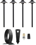 12V Brass Landscape Black Path Lighting Kit (4 Pack Path Lights) with 100 Feet Cable and 20Pack Wire Connectors for Outdoor House Garden Patio Walkway Without Low Voltage Transformer