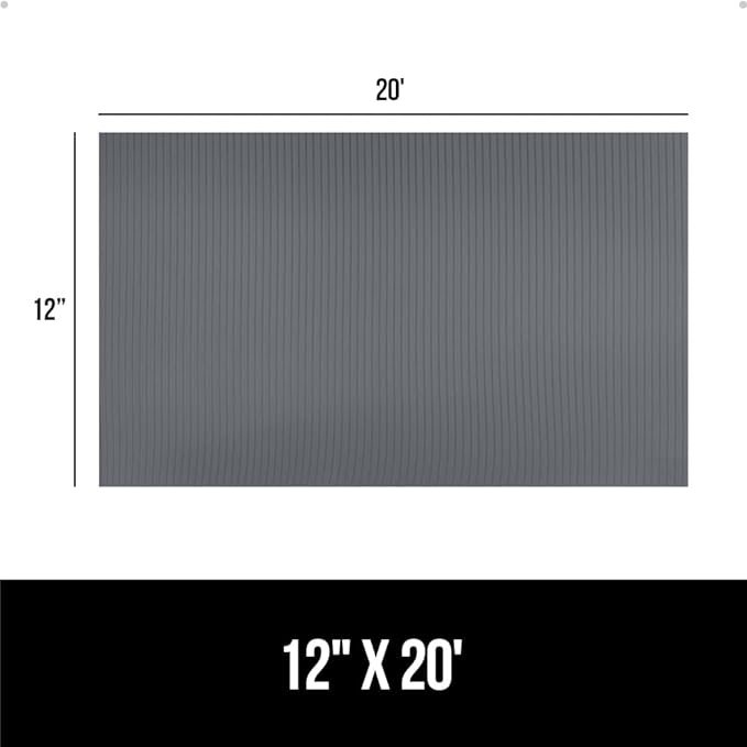 GORILLA GRIP DuraGuard Shelf Liner, Non-Adhesive Cabinet Liners for Kitchen Drawers, Shelves, Refrigerator, Pantry Storage, Bathroom Closet, Durable Waterproof BPA Free Ribbed Plastic, 12x20 Gray