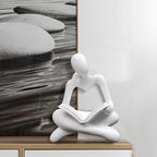 Thinker Statue Reading Women Figurine Abstract Art Sculpture Home Decor Modern White Decor Accents White Thinker Figurines for Living Room Shelves Bookshelf Office Shelf Desktop Decor
