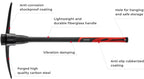 INTERTOOL Pick Axe for Digging - 36” Heavy Duty Garden Mattock Pickaxe - Rust Resistant Steel with Adze Hoe & Shock Absorbing Fiberglass Anti-Slip Handle - Cultivate, Loosen Soil, Dig - HT08-0305