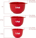GLAD Mixing Bowls with Pour Spout, Set of 3 | Nesting Design Saves Space | Non-Slip, BPA Free, Dishwasher Safe Plastic | Kitchen Cooking and Baking Supplies, Red