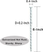 6-Inch Landscape Stakes Spiral Galvanized Landscape Spikes for Weed Barrier, Carpentry, Tent (50)