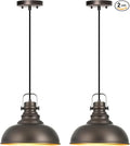 2 Packs Farmhouse Pendant Lights Kitchen Island Adjustable Pendant Light Fixtures Rustic Industrial Hanging Lamp,Oil Rubbed Bronze