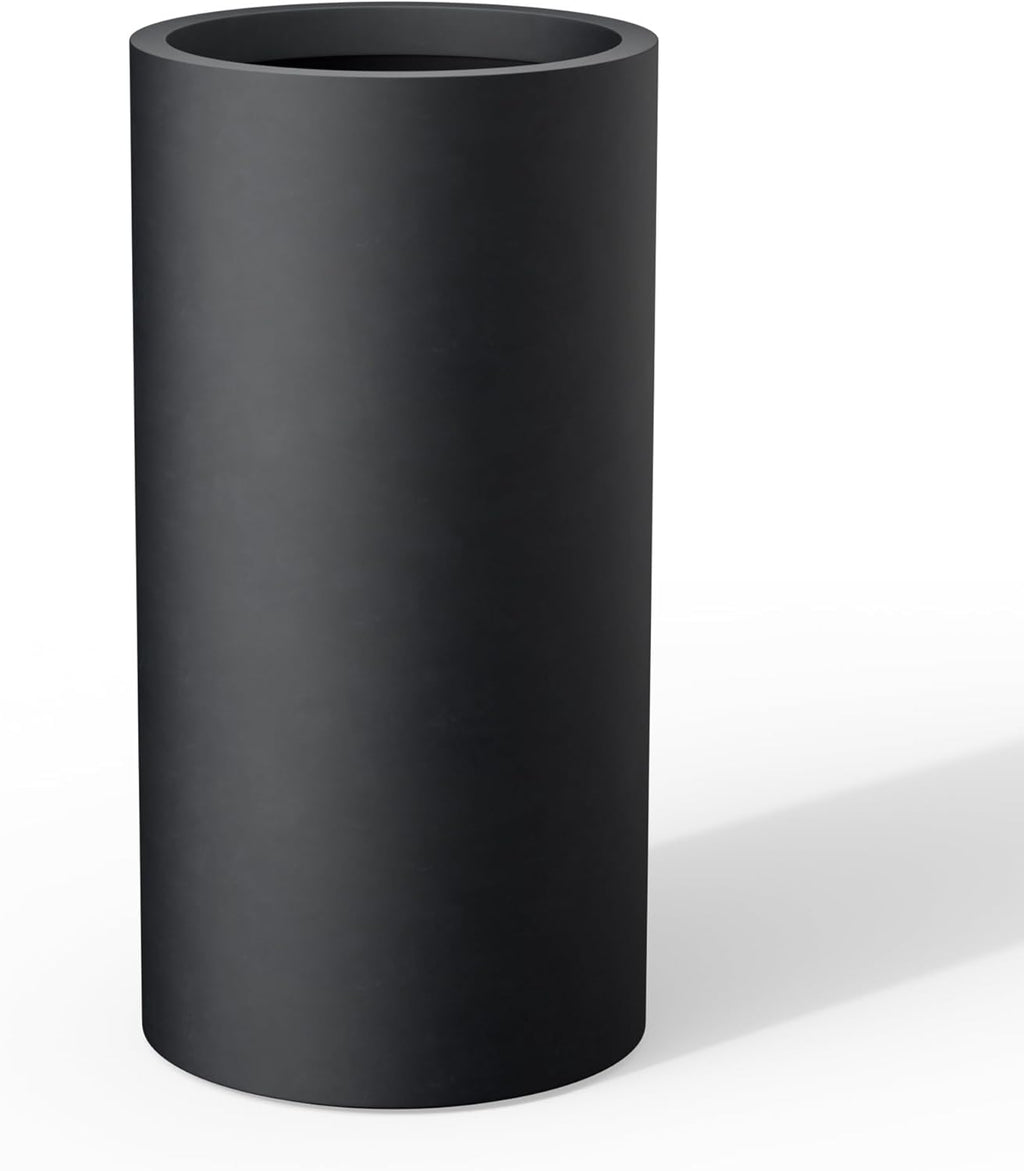 Kante 27.8 Inch Tall Cylindrical Planter, Large Round Plant Pots with Drainage Hole, Made with Concrete, Suitable for Indoor Outdoor Plants, Home Decor, Black