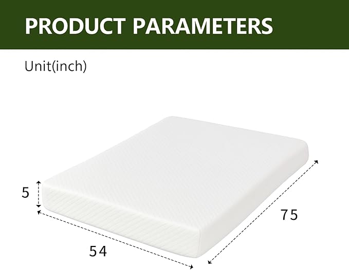 5 Inch Full Size Mattress in a Box,Memory Foam Mattress for Comfort Sleep, Cooling Night Sleep & Pressure Relief, Ships Compressed (5", Full)