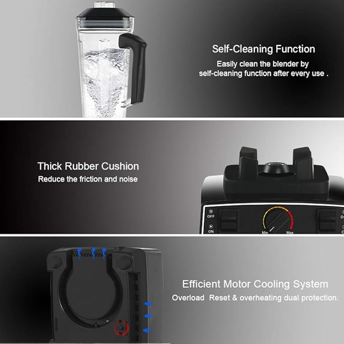 BioloMix Professional Countertop Blender Smoothie Mixer with 68Oz BPA Free Pitcher, Smart Timer And Pre Programed Peak 2200W Power Mixer With 8 Blades for Crushing Ice, Frozen Dessert