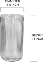 Serene Spaces Living Clear Pleated Glass Votive Holder, Decorative Centerpiece for Wedding, Christmas, Thanksgiving, Party, Dining Table, Living Room, Home Décor, Measures 11" Tall