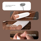 THC Handheld Milk Frother, Quick Electric Foam Maker for Coffee, Latte, Cappuccino, Matcha, Hot Chocolate, Portable Whisk Mixer Battery Operated (White & Black)