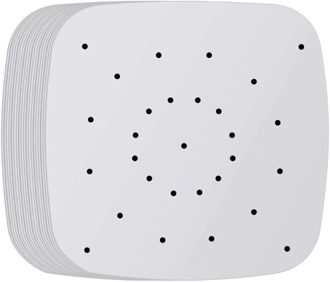 200pcs 8.5inch Square Perforated Parchment Paper Sheets, Premium Nonstick Bamboo Steamer Liner for Air Fryers, Steaming Basket, Oven, Baking, Cooking