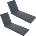 Chaise Lounge Cushions Outdoor Set of 2 - Waterproof and Fade Resistant Sun Lounger Replacement Cushions - Patio Lounger Pads with Removable Cover for Pool, Deck, 72 x 21 x 3 Inch, Dark Grey