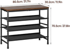 Mavivegue 4-Tier Metal Shoe Rack, Shoe Storage Organizer with Non-Woven Fabrics Shelves and Wooden Top Board, Entryway Shoe Stand for Closet Bedroom Living Room Garage, Black & Rustic Brown