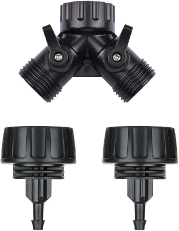 1/4 Inch Drip Irrigation Tubing Fitting to Faucet Adapter Connector, 2 Way Y Splitter for 3/4" Inch Garden Hose to 1/4 Inch Drip Irrigation Hose
